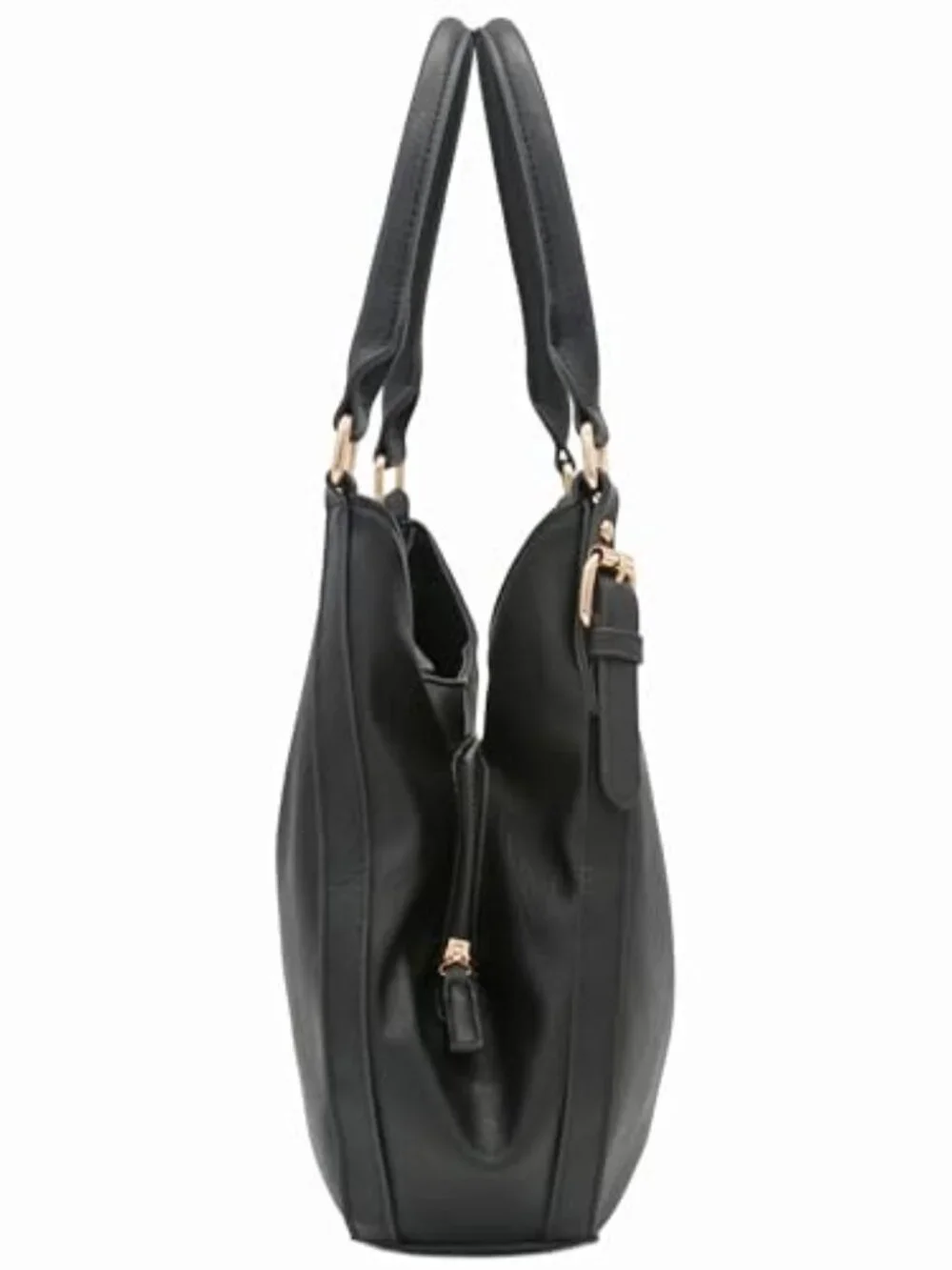 Lightweight Faux Leather 3-Compartment Medium Hobo Bag with Zipper and Magnetic